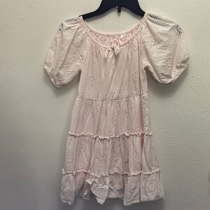 Adorable Light Pink Eyelet Kids Dress